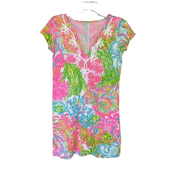 Lilly Pulitzer Womens Multicolor Tropical Print Cotton Brewster Mini Dress XS - Picture 1 of 7